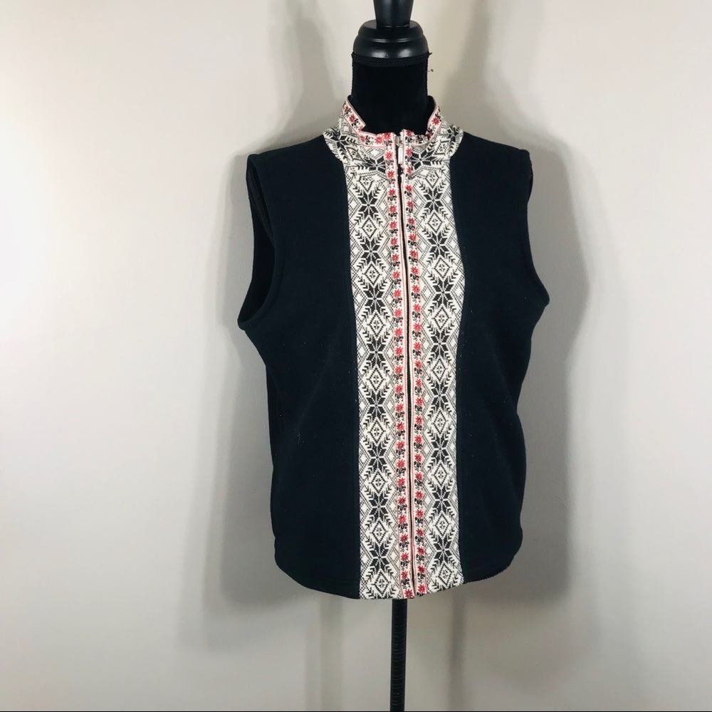 LL Bean Fair Aisle Nordic Trimfleece vest